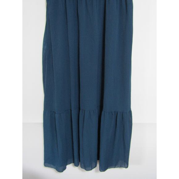 Fashion Blue Ruffle Tier Dress Women's sz L Boho Prairie Cottagecore Fairy - Picture 4 of 6